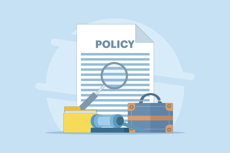 Vector vector illustration of legal policy concept with policy document and judges gavel design