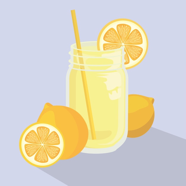 Vector illustration of lemonade with lemon