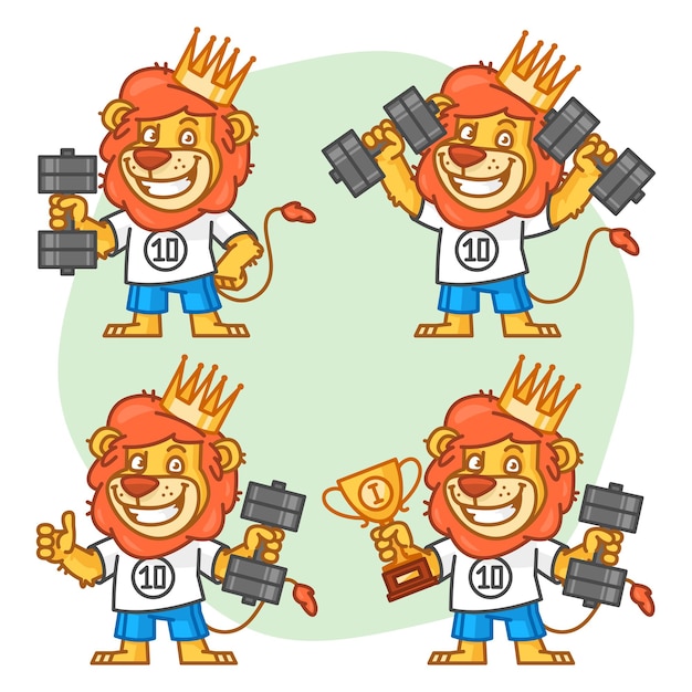 Vector Illustration, Leo Bodybuilder in Different Versions, format EPS 10