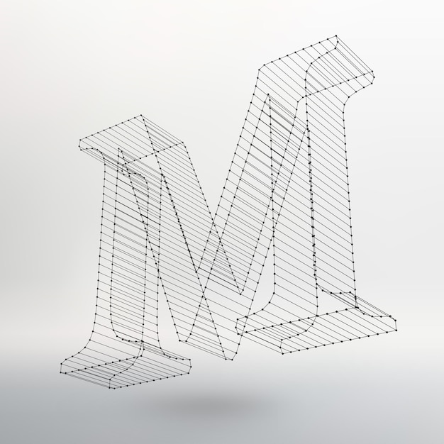 Vector illustration of letter l on white background. fonts of mesh polygonal. wire frame contour alphabets.