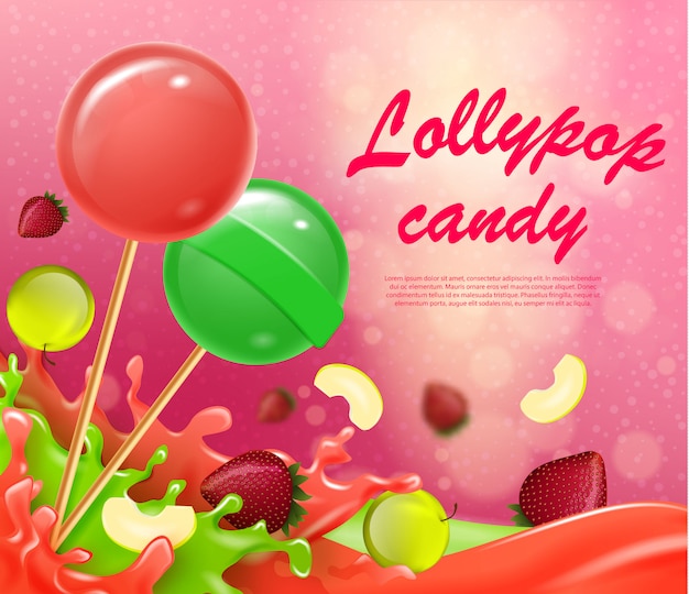 Векторная иллюстрация надпись Lollypop Candy.