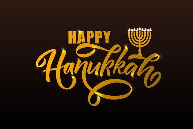 Vector illustration of lettering typography for hanukkah jewish holiday icon badge poster banner sig