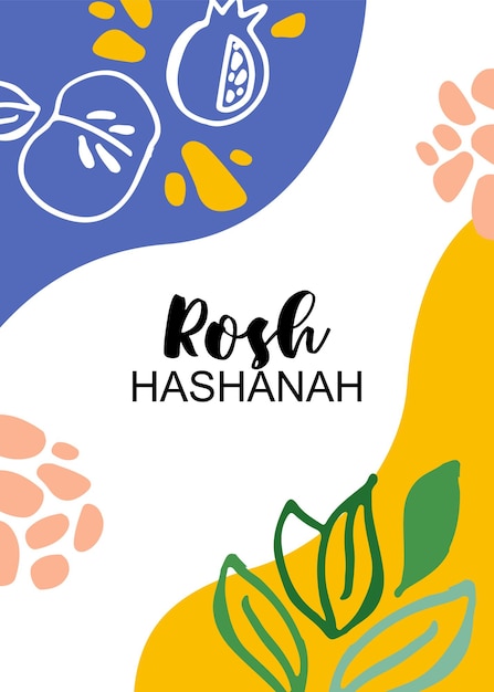 Vector illustration of lettering typography for rosh hashanah jewish new year icon badge poster