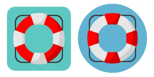 Vector illustration of lifebuoy icons in flat style.