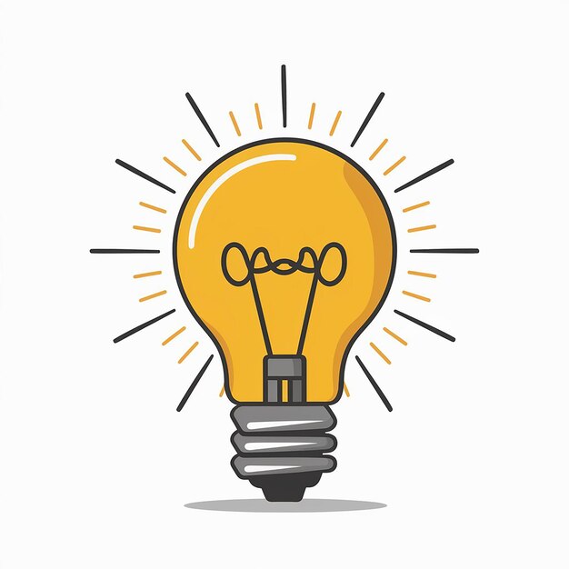 Vector Illustration of a Light Bulb Against a White Background