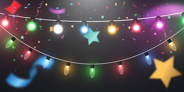 Vector illustration of a light garland on a transparent background