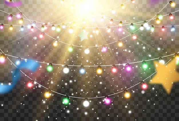 Vector illustration of a light garland on a transparent background