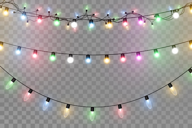 Vector illustration of a light garland on a transparent background