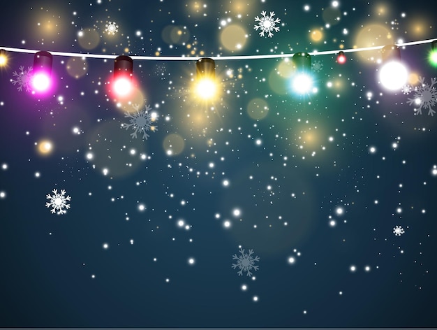 Vector illustration of a light garland on a transparent background