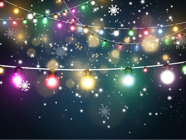 Vector illustration of a light garland on a transparent background