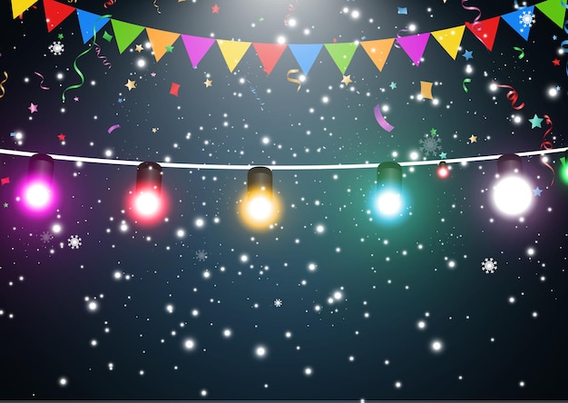 Vector illustration of a light garland on a transparent background