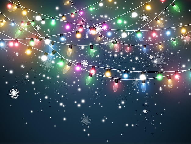 Vector illustration of a light garland on a transparent background.