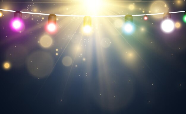 Vector illustration of a light garland on a transparent background.