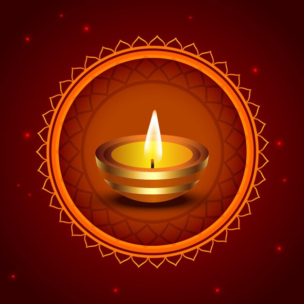 Vector illustration of lighted diya on diwali on yellow background