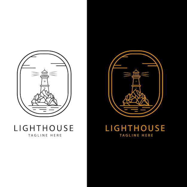 Vector illustration of a lighthouse for a symbol or logo icon line art style