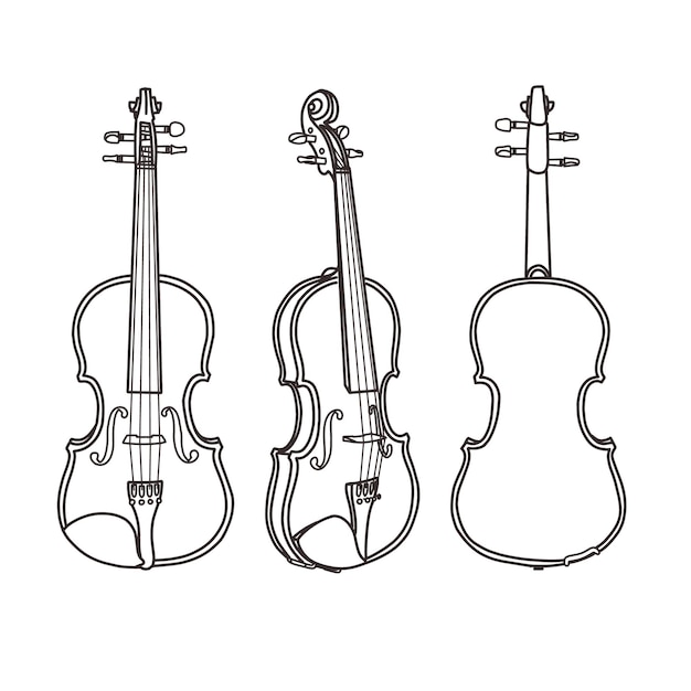 Vector vector illustration line art of violin isolated on white background