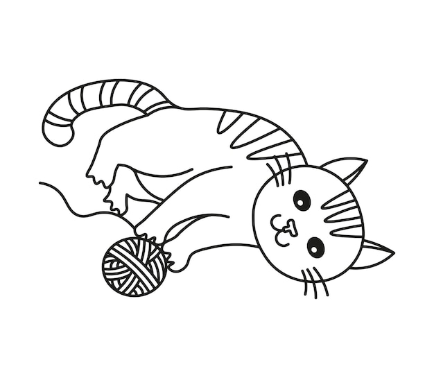 Vettore illustrazione vettoriale del gatto lineare