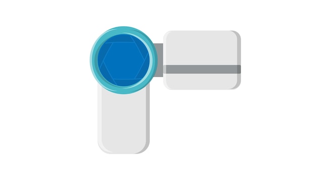 Vector illustration of a linear white flat icon digital video camera with a retractable screen