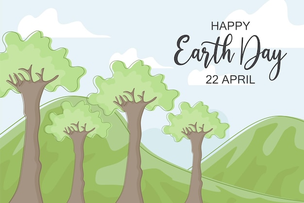 Vector vector illustration of lined trees save nature happy earth day save the world concept