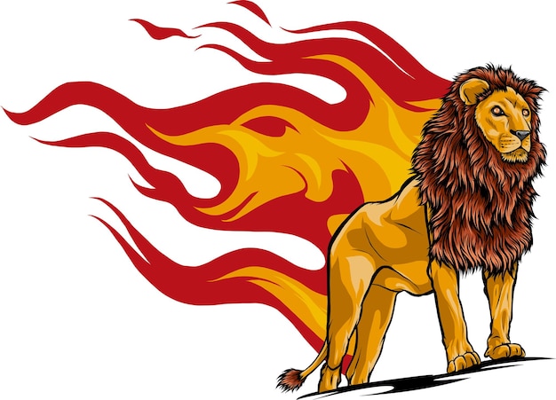 Vector vector illustration lion flame trail