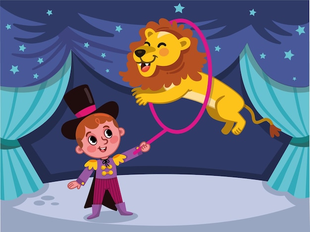 Vector illustration of a lion tamer.