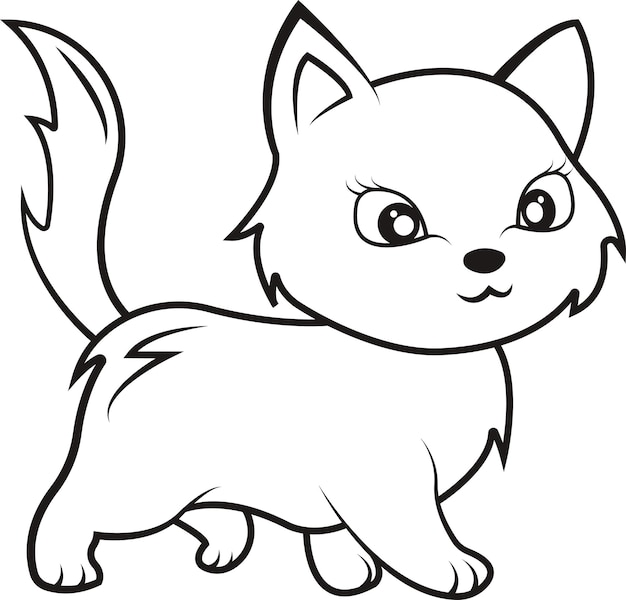 Векторная иллюстрация маленькой кошки в милом стиле