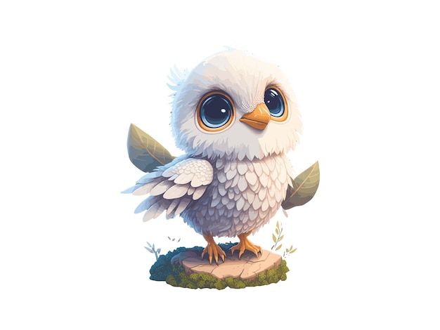 Vector Illustration little cute phoenix fairy bird eagle mythical isolated in white background