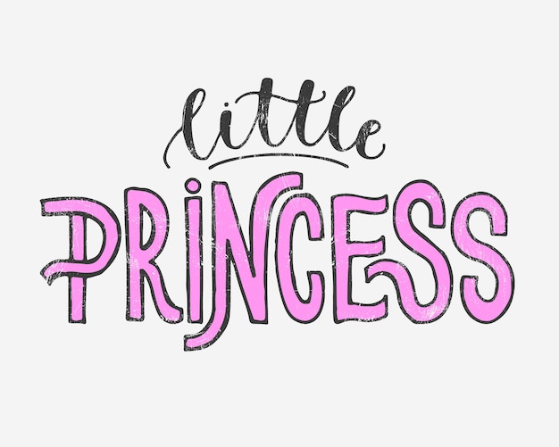 Vector illustration of little princess text for girls clothes.