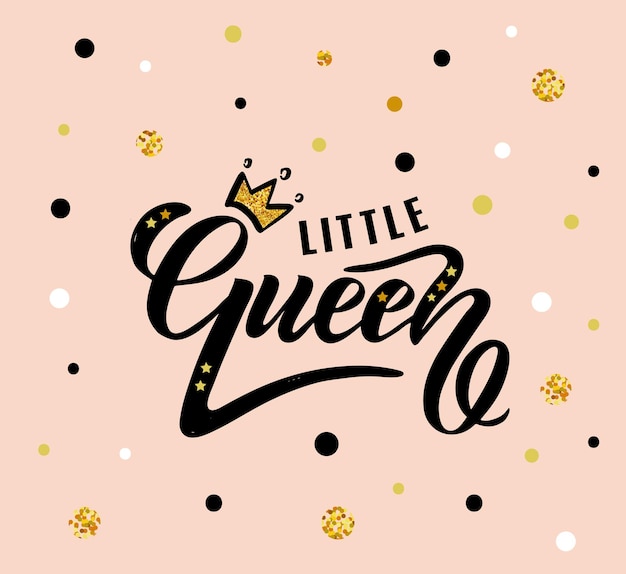 Vector illustration of little Queen text for girls clothesLittle Queen badge tag iconInspirational