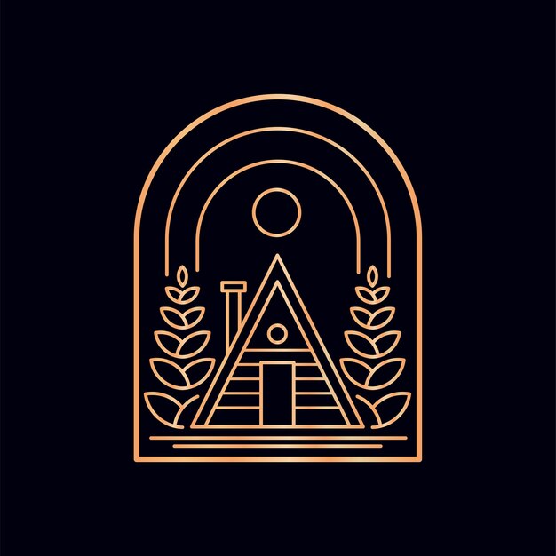 Vector illustration of lodge in mono line style for badge, emblem, patch, t-shirt, etc.