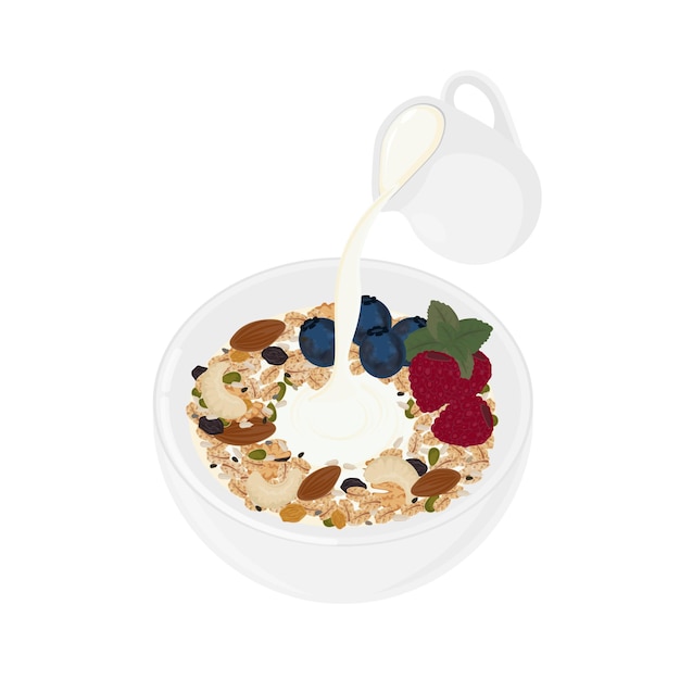 ベクトルイラストのロゴ クリップアート 朝食シリアル ミスリまたはミルクグレーノラ