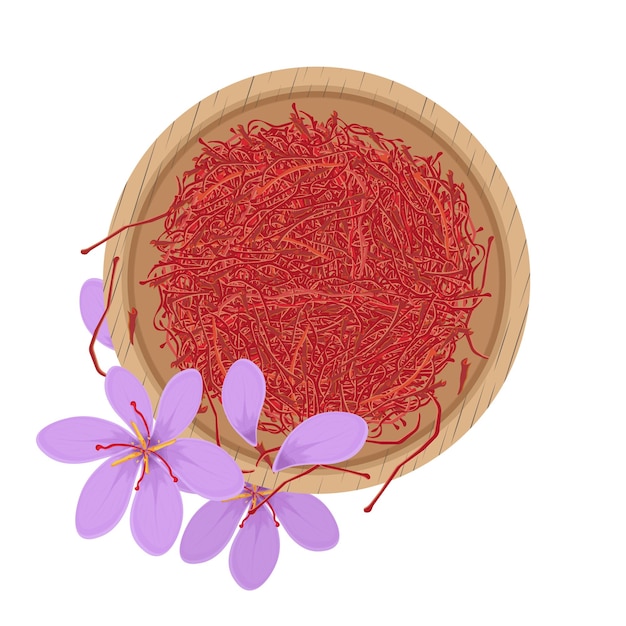 vector illustration logo clip art top view dried saffron threads
