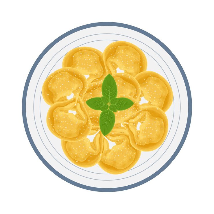Вектор векторная иллюстрация логотипа клипарт верхний вид fresh raw tortellini