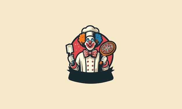 Vector a vector illustration logo design featuring a clown cooking pizza