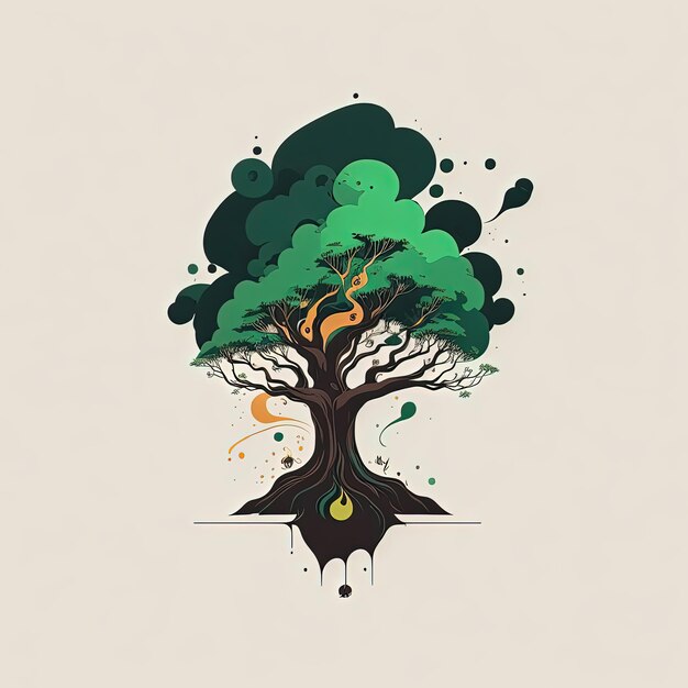 Vettore illustrazione vettoriale logo albero progettazione ambientale