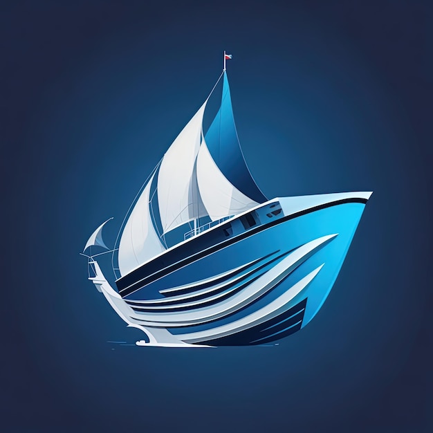 vector illustration Logo Yacht Sea ship