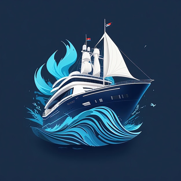 ベクトルイラスト ロゴ ヨット 海船