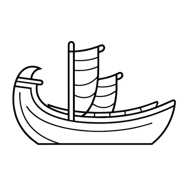 Vector vector illustration of a longboat outline icon ideal for nautical projects