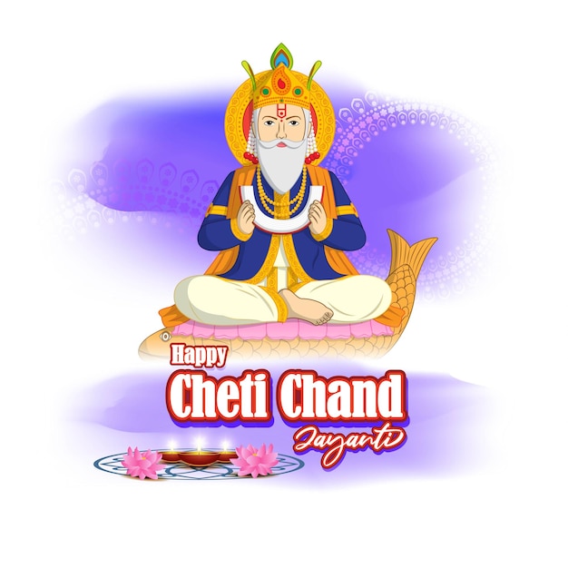 Vector illustration of Lord Cheti Chand Jhulelal Jayanti