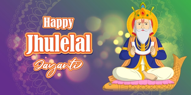 vector illustration for lord cheti chand jhulelal jayanti