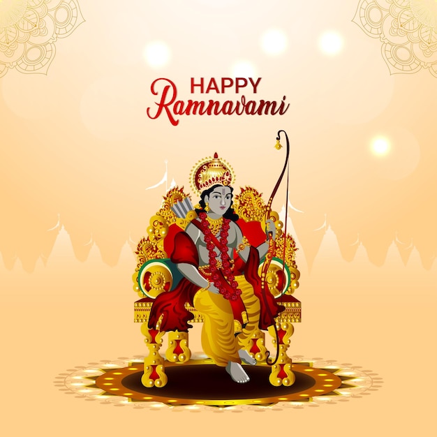 Vector illustration of lord rama for happy ram navami celebration