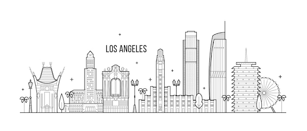 Illustrazione vettoriale dello skyline di los angeles, stati uniti