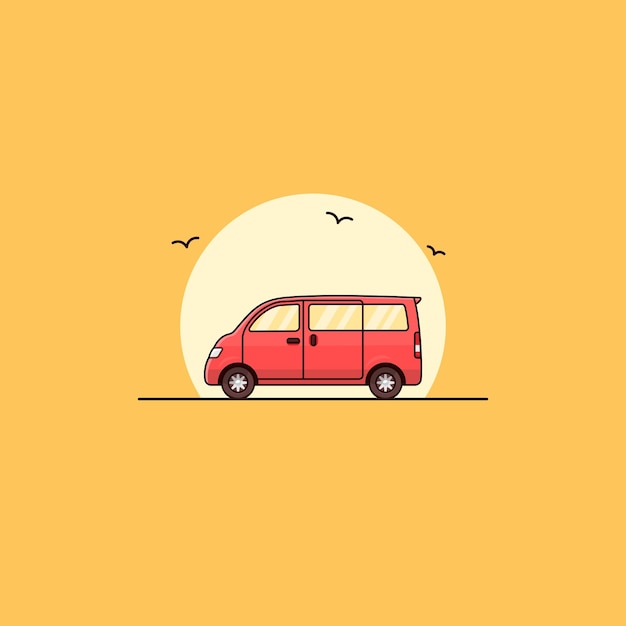 Vector illustration of luxio daihatsu car red campervan icon