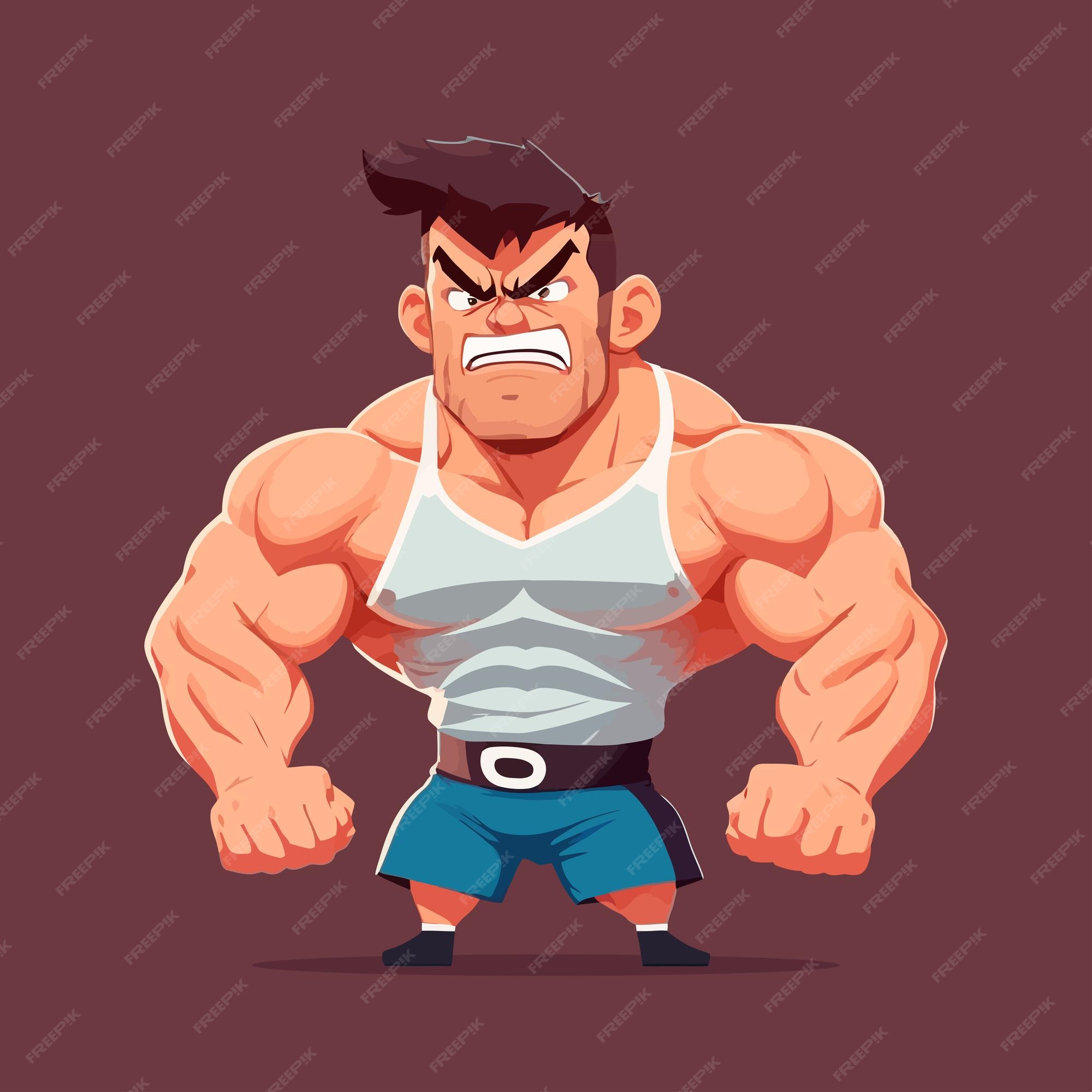 hand drawn cartoon anime muscle macho illustration Stock Illustration