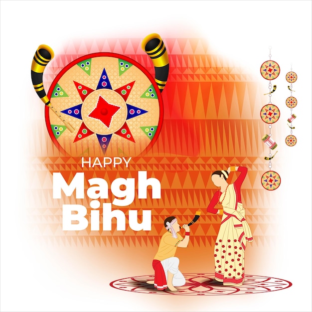 Vector illustration of Magh Bihu Assamese New Year