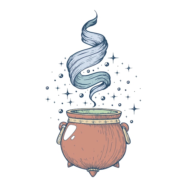 Vector vector illustration of magic witch pot