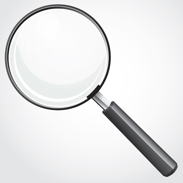 Vector vector illustration of magnifying glass over white