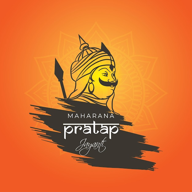 Vector illustration of Maharana Pratap Jayanti social media story feed mockup template design