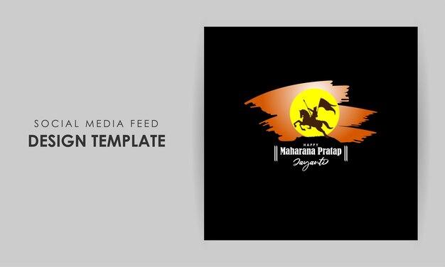 Vector illustration of Maharana Pratap Jayanti social media story feed mockup template design