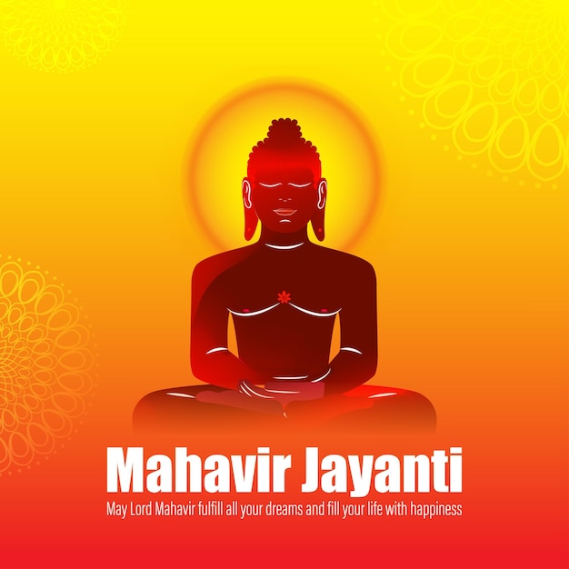 Illustrazione vettoriale del banner di concetto mahavir jayanti